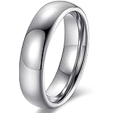 Adreamz 4mm 6mm 8mm 14K Gold Mens Women Tungsten Ring Domed Gold/Silver/Rose Gold Tungsten Wedding band Ring for Men Women Comfort Fit