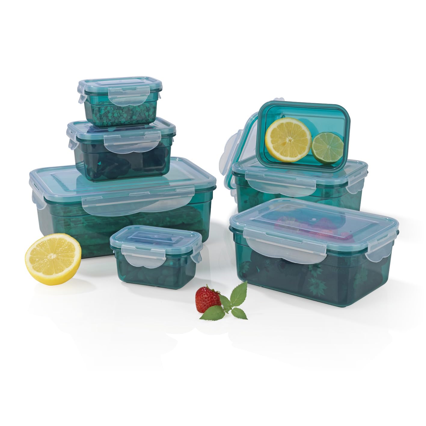 GOURMETmaxx 02914 BPA-Free Food Storage Container-Set, 14 Pieces | Suitable for Dishwasher, Freezer, Microwave | Clip Lid Food Container | Air tight, liquid proofed and aroma Safe