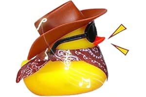 Cowboy Duck Rubber Duck with Cowboy Hat - Funny Bath Toy Float and Car Dashboard Decoration | Cool Dashboard Ornament, Gift B