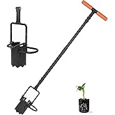 BARAYSTUS Bulb Planter Tool Long Handle, Tulip Bulb Planter Tool with Serrated Base &amp; Double Pedal, Soft T Grip Sod Plugger, Heavy Duty Bulb Planter Tool for Digging Holes Sowing Plant Bulb