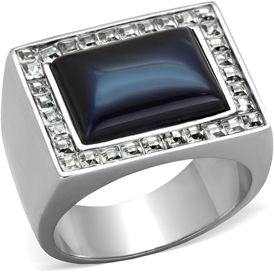 Eternal Sparkles Men's Synthetic Smoked Quartz Stainless Steel Ring