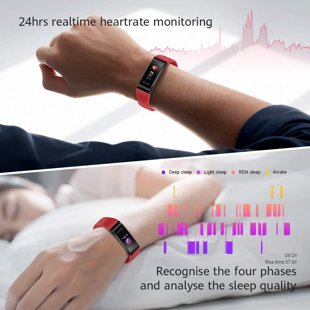 HUAWEI Band 4 Pro Smart Band Fitness Tracker with 0.95 Inch AMOLED Touchscreen, 24/7 Heart Rate Monitor, Indoor Outdoor Pro Tracking, Sleep Monitor, Built-in GPS, 5ATM Waterproof, Cinnabar Red - Image 3