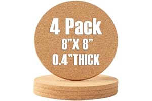 FirstGift Cork Trivet - 4 Pack High Density Cork Trivet Set- 8" Diameter x 0.4" Thick Round Cork- Hot Pads for Table & Countertop