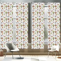 Ambesonne Forest Window Curtains Pack of 2, Doodle