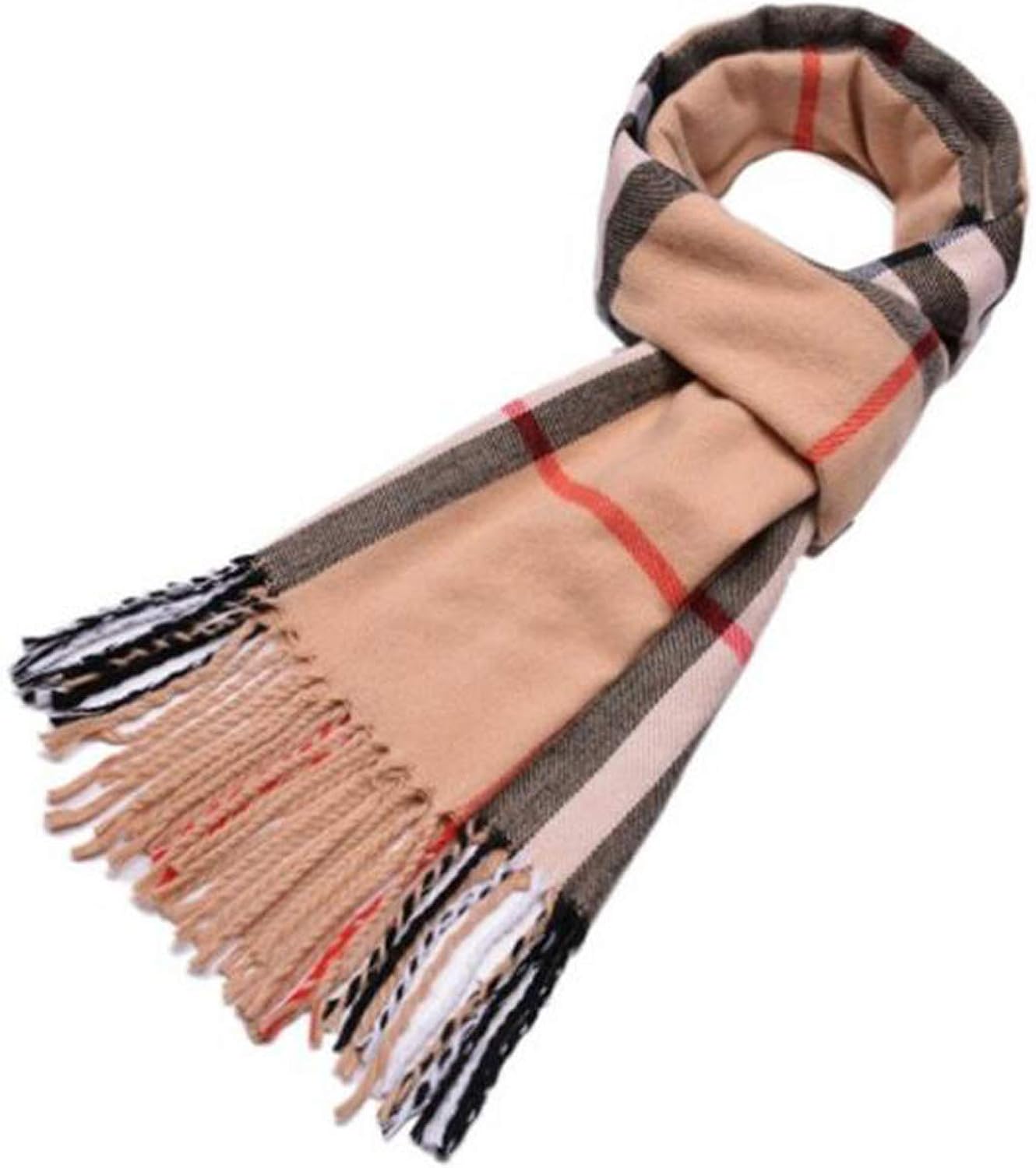 Mansy Mens Classic Cashmere Shawl Winter Warm Long Fringe Plaid/Striped Tassel Scarf