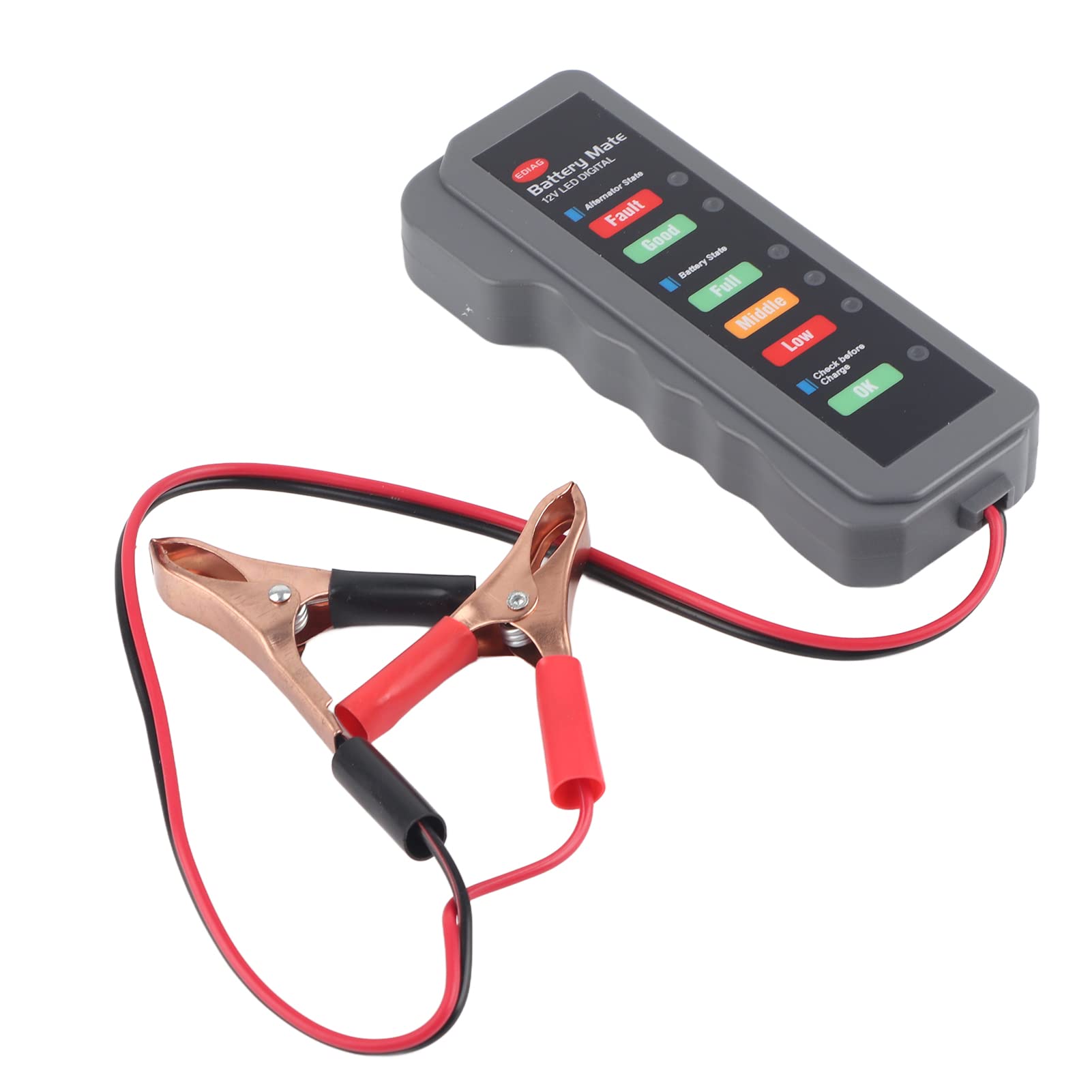 Battery Tester, 12V Digital Alternator Detector, Car Lighter Plug Diagnostic Tool with 6 LED Indicator, Multi-Functions Alternator Tester for Car Motorbike,Battery testing and charging
