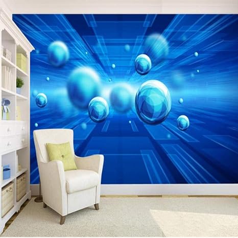 Amazon Xueshao カスタム3d壁紙3次元空間検証球ブルー壁紙ソファリビングルームの寝室のテレビの背景 350x250cm 壁紙 Amazon Xueshao カスタム3d壁紙3次元空間検証球ブルー壁紙ソファリビングルームの寝室のテレビの背景 350x250cm 壁紙