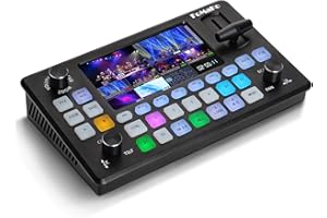 FoMaKo Video Mixer Switcher 5.5 Inch FHD LCD Screen 4-channel HDMI Live Streaming Switcher 1080p 60FPS USB Recording USB3.0 Output PTZ Controller HDMI Video Switcher (Does not support 4K) KC601 Pro