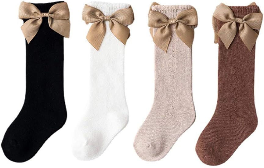 Amazon Hayaharu キッズ靴下 女の子 ハイソックス ガールズ ソックス フォーマル お姫様 リボン 蝶結び ジュニア 通気 メッシュ 4足セット 靴下 通販