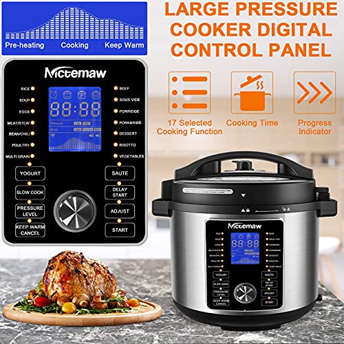 Nictemaw 17in1 Pressure Cooker, 6QT Air Fryer Electric Pressure