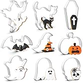 Halloween Cookie Cutters Set,9 Piece Stainless Steel Metal Halloween Cookie Cutters Shapes - Pumpkin, Ghosts, Bat, Black Cat,