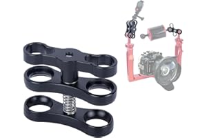 Mechrig CNC Aluminum Butterfly Clamp for Underwater Photography, Diving Light Arm Mount with Hardcoat Anodized Wing Nut, Camera Accessories for GoPro, LED Lights, 63153