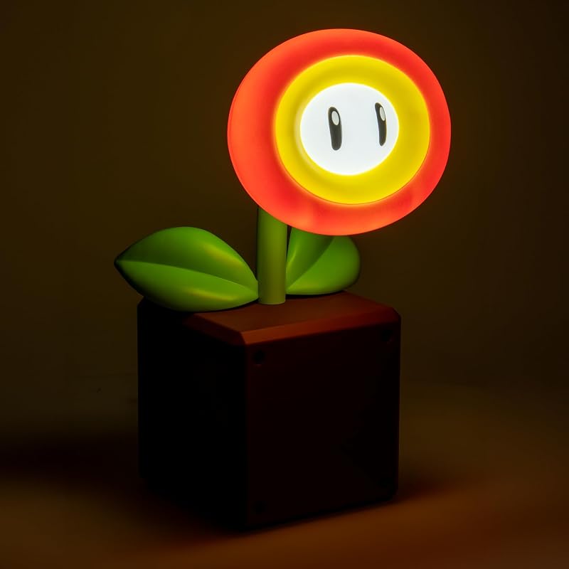 Nintendo Super Mario Fire Flower Licenciado Oficialmente Lâmpada de Secretária LED da Nintendo, Luz de Gamer Alimentada por USB, Presente de Decoração de Casa