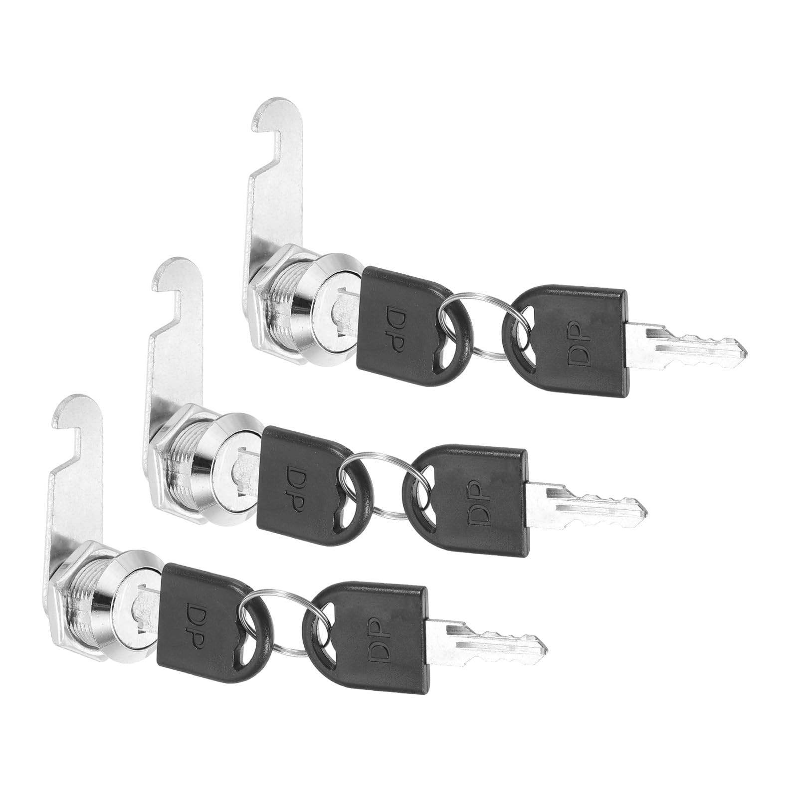 PATIKIL Cabinet Lock with Keys 3 Pcs 5/8"(16mm) Cam Locks Zinc Alloy Tool Box Lock Replacement Keyed Alike for Drawer Cupboard Household Mailbox RV Door Lock, Silver