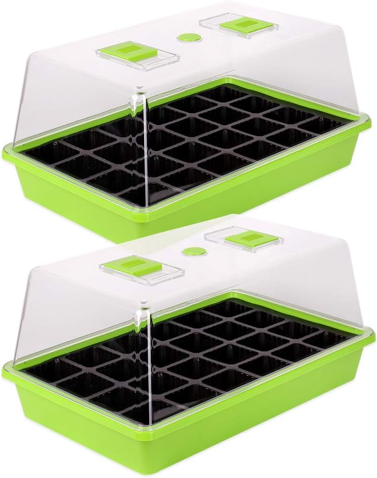 Schramm® Zimmergewächshaus Anzuchtkasten 1, 2 oder 3 Stück 38x24x18 cm Mini Gewächshaus Anzuchtset Anzucht Set Treibhaus Anzuchtschale mit Deckel und Belüftung, Größe:2 Stück