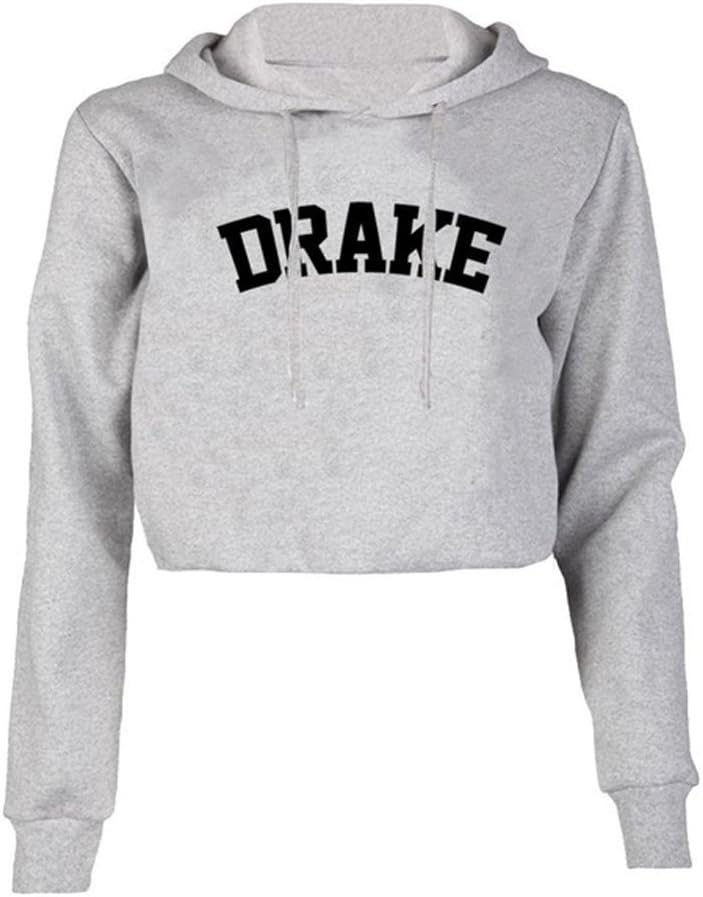 Women Crop Top Hoodie Outfits Drake Letters Print Casual Sweatshirts