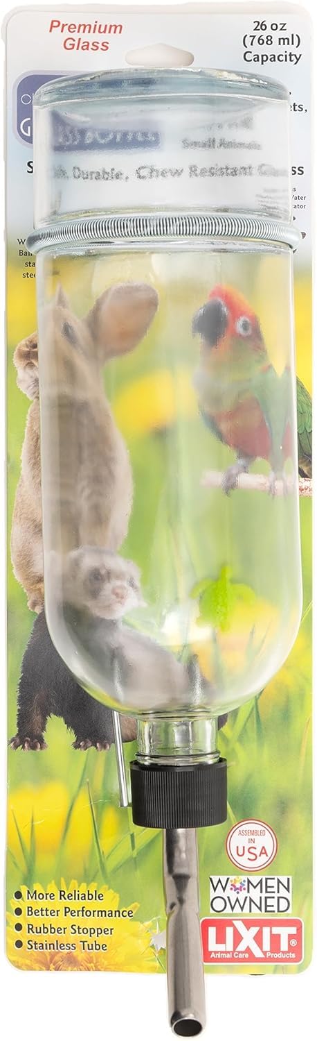 Lixit FBGB-12 Chew Proof Glass Bottle 12oz for Small Animals/Birds