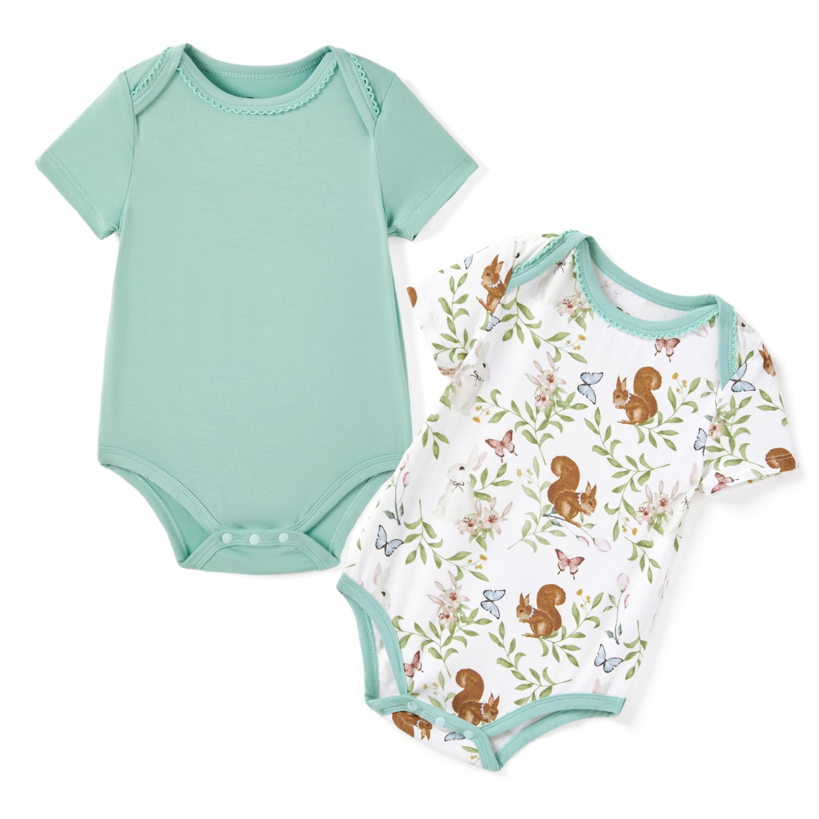 Photo 1 of ***FACTORY SEALED***PATPAT Baby Bodysuits Supersoft Bamboo Viscose - Short Sleeve Boys and Girls - Newborn Infant Unisex Clothes - 2 Pack Green Forest 0-3 Months***FACTORY SEALED***