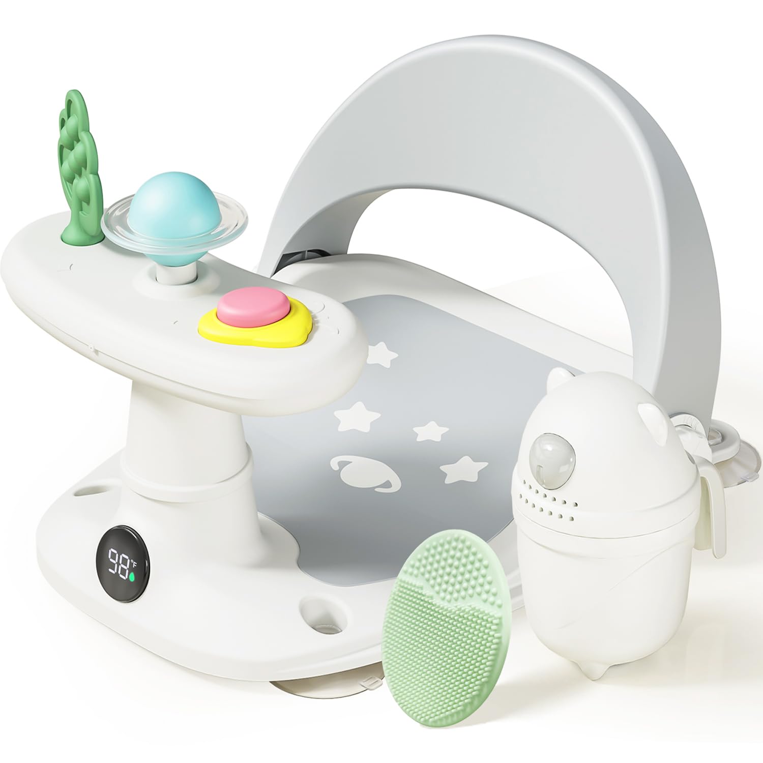Photo 1 of Babygreat Baby Bath Seat for Babies 6 Months & Up Bath Seats for Babies Sitting Up Non-Slip Infant Bathtub Chair with Suction Cups & Water Thermometer for Toddlers Sitting Up, Easy to Clean (Gray)