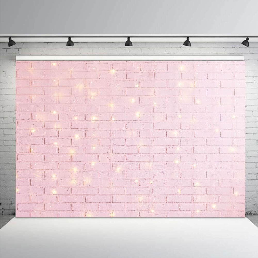 MEHOFOND 7x5ft Glitter Gold Retro Pink Brick Wall Birthday Party Decoration Pink Girl Baby Shower Wedding Party Decorations Photo Studio Background Banner Portrait Photography Backdrops Props - Image 4