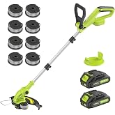 Electric String Trimmer Cordless with 2.0Ah Battery &amp; Charger 20V Lawn Tool | 12-inch Lawn Mover &amp; Lawn Edger weed trimmer, Battery Powered Grass Cutter with 8 Spool Lines for Yard Garden, Foldable Shaft