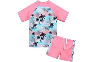 BAOHULU Girls Swimsuit Two Piece Tankini UPF 50+ UV Protective Rash Guard Set 3-12 Years