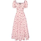Scarlet Darkness Women's Floral Corset Dress with Split 2026 Summer Spring Square Neck Midi Milkmaid Dresses