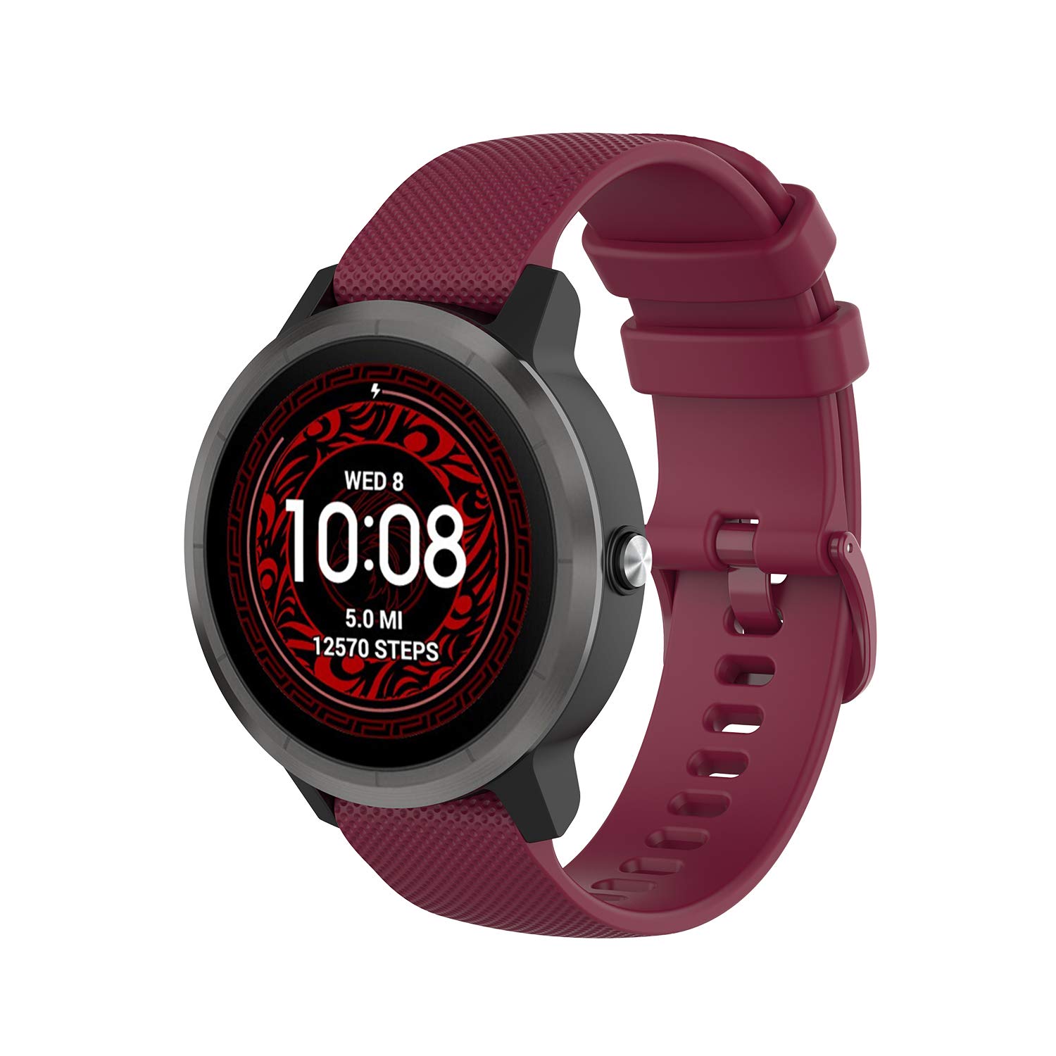 Wownadu 20mm Quick Release Watch Strap Compatible for Garmin Vivoactive 5/3, Venu, Venu 2 Plus/Sq/Sq 2, Strap Women Men Wristband for Vivomove 3/Trend/Sport/Style Sangria
