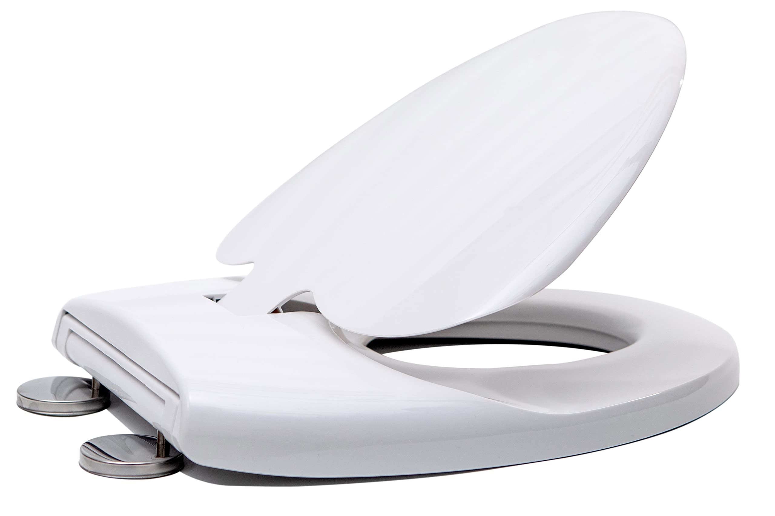 2-in-1 Soft Close Family Toilet Seat with Built in Potty Training Child Seat Standard O Shape Toilet Lid Cover for Toddlers & Adults with Quick Release and Adjustable Hinges PP