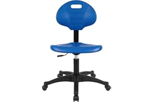 TAKE UR SEAT® Deluxe Polyurethane Lab Stool Chair, 5" Adjustable Table Height, Blue (Standard Casters)