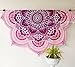 The Boho Street - 100% Cotton Large Round Lotus Flower Mandala Light Weight Tapestry (1, Pink)