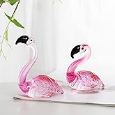 JATYFING 2pcs Crystal Flamingo Statue Handmade Glass Paperweight Decoration Home Decoration, Wedding, Birthday Gift(Pink)