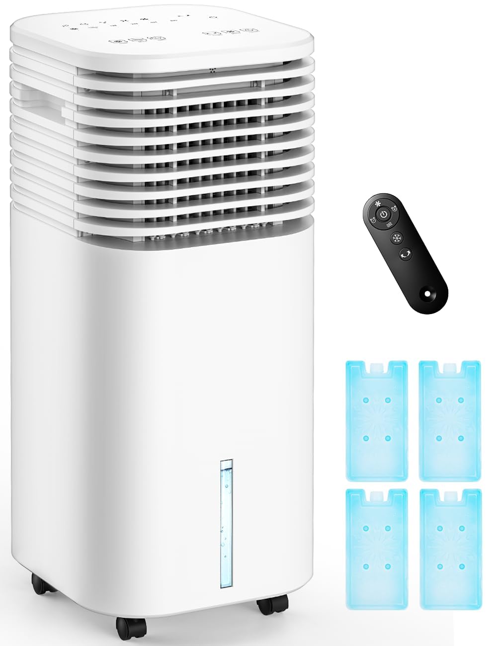 TEMEIKE 4-IN-1 Portable Air Conditioners, Evaporative Air Cooler w/ 4 Modes & 3 Speeds, 15H Timer for Smart Auto-off, 2-Gal Tank for 20H Cooling,17FT Remote,No Hose Needed,120°Oscillating Swamp Cooler