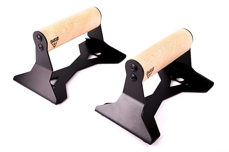 PULLUP & DIP Liegestützgriffe mit ergonomischem Holz Griff und hochbelastbarem Stahl - Rutschfeste Push-Up Bars Handstandbarr