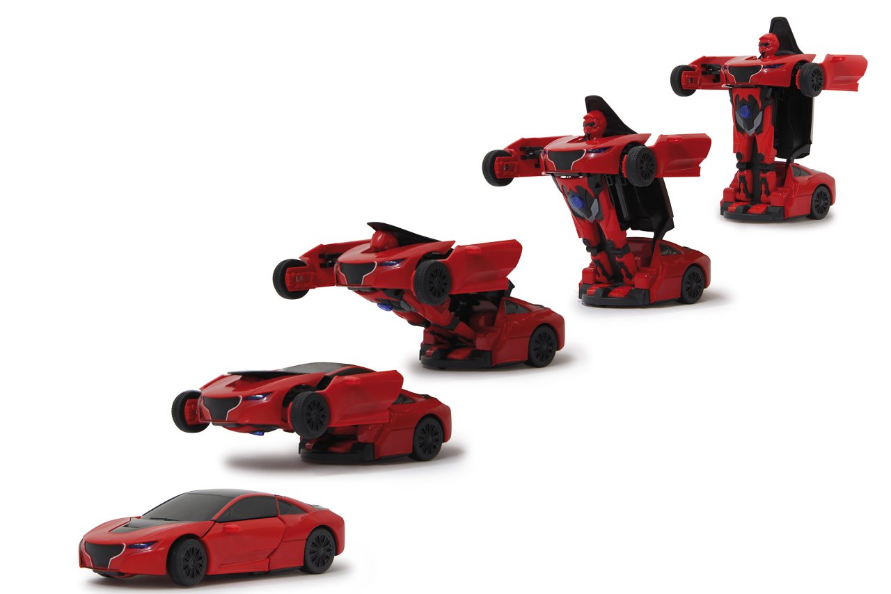 Jamara 410045 Robibot Die Cast 1/32 Transformable Car, Red