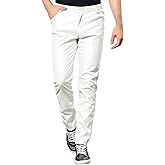 Lars Amadeus Men's Metallic Pants Slim Fit Night Club Disco Shiny Faux Leather Pants