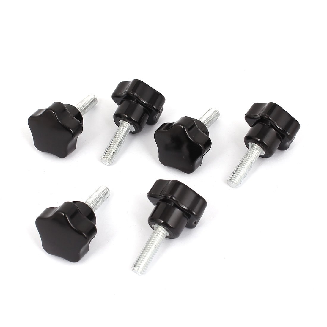 Sourcingmap M6x20mm Male Thread Screw on Plastic Star Head Clamping Knob Grip 6pcs