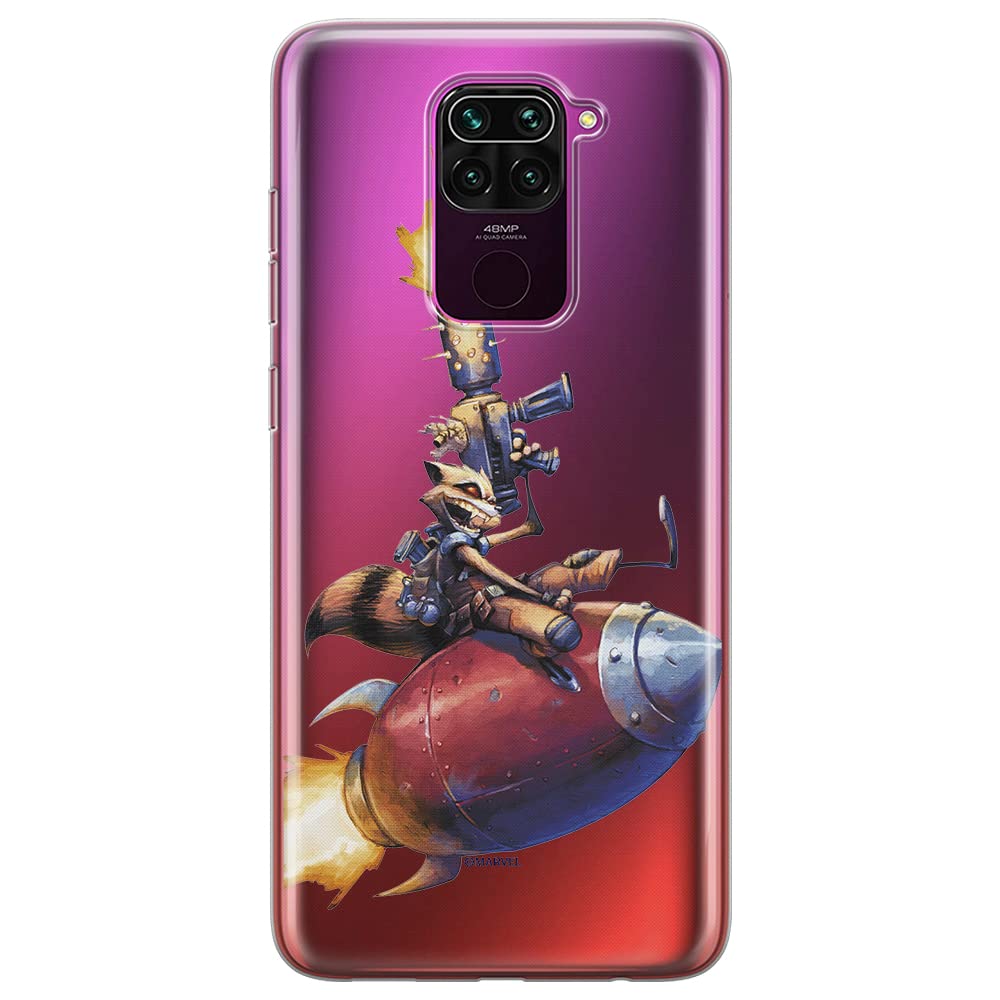 ERT GROUP mobile phone case for Xiaomi REDMI NOTE 9 original and officially Licensed Marvel pattern Rocket 007 optimally adapted to the shape of the mobile phone, partially transparent