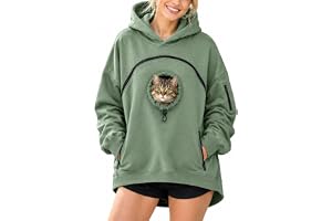 Pet Pouch Hoodie with Zippered Chest Carrier Pocket Unisex Relaxed Fit, Side Sleeve Pocket, Kangaroo Hand Pocket, Soft & Brea