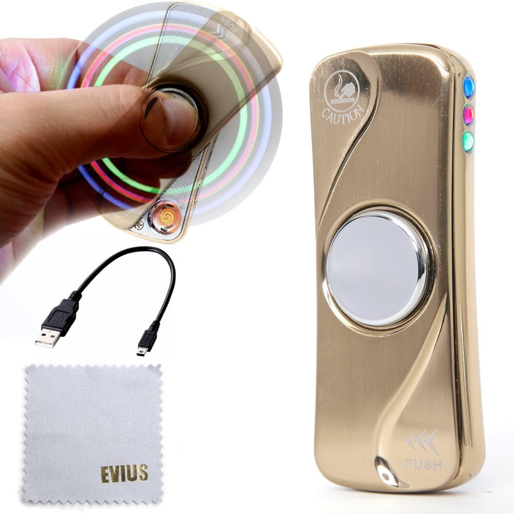 Amazon Evius 電子ライター スピナーライター 高回転 1 4分回転 Ledライト付き ゴールド インテリア オンライン通販