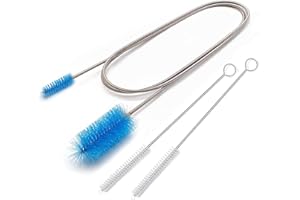 67" Flexible Drain Brush Set, Double Ended Long Hose Pipe Cleaner with 2 Pcs 8.2" Straw Cleaning Brushes, Nylon Tube Cleaner 
