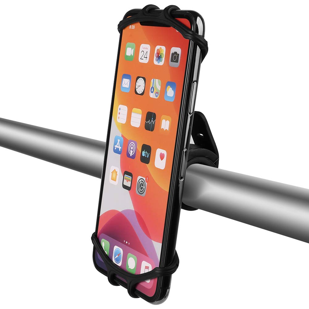 Jlyifan 360°Rotation Bicycle Phone Mount, Compatible with Most Smartphones, Supports One-Hand GPS Operation & Handsfree Call, Easy to Install & Detach, Black