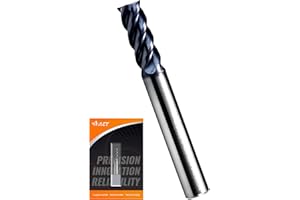 A ACT ACCU-CUT ACCUCUT I4KES 3/8” Carbide Square End Mill- 4 Flute Milling Bit for Steel, Forge Steel, Hardened Steel, Copper, Alloys & Materials < HRC 50 - AlTiN Coating CNC Router Bit, 45 Degree Helix