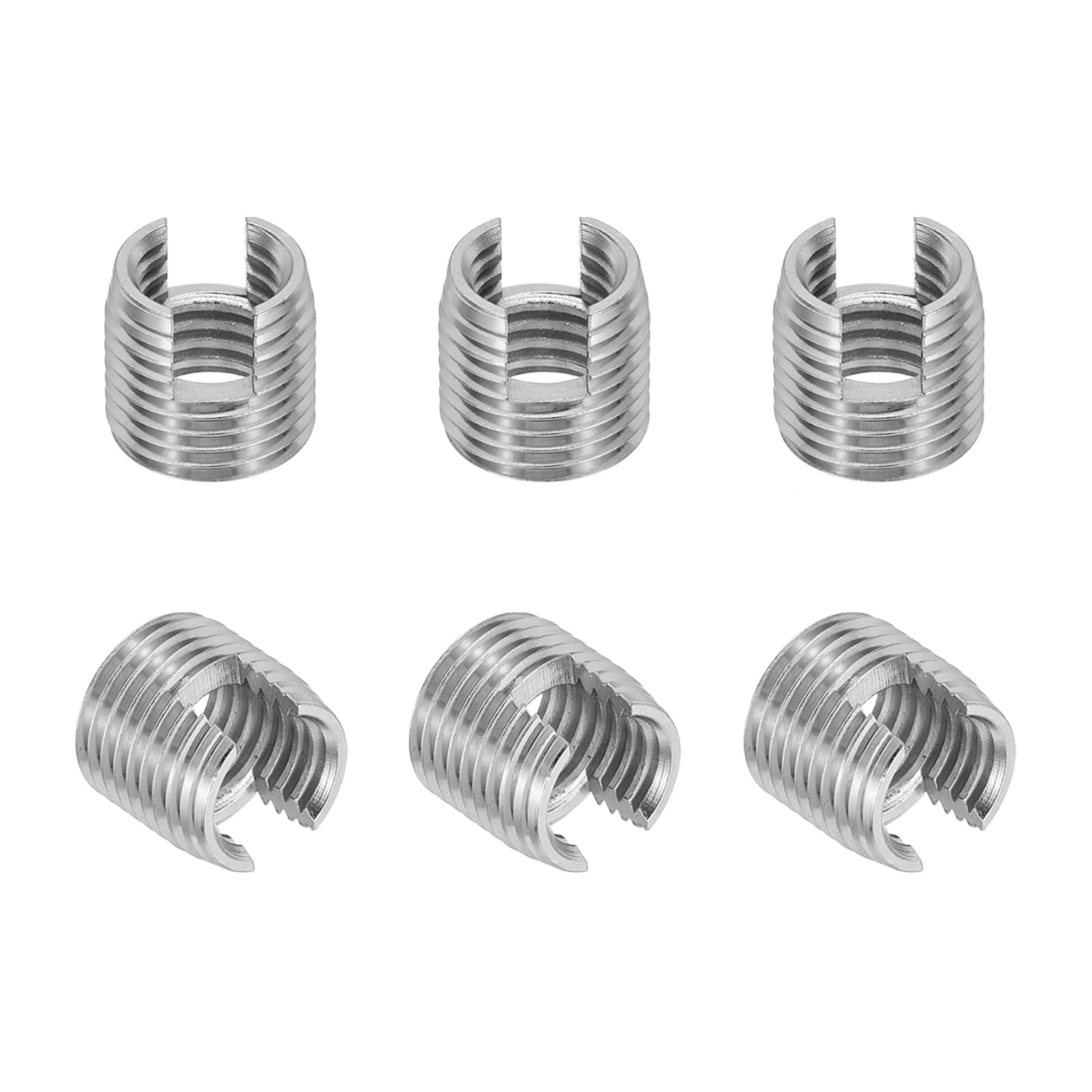 PATIKIL Self-Tapping Threaded Inserts, 6 Pcs M12 x M16 x 15mm 303 Stainless Steel Thread Adapter Reducer Slotted Screw Repair Inserts Nuts Sleeve