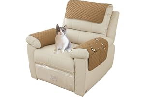 EXTLEZSA Water Proof Sofa Armrest Cover, 1/2/3 Seater Sofa Headrest Slipcovers with Pocket Nonslip Armchair Cover Quilted Furniture Protector for Recliner Leather Sofa Couch (Camel,1 Seat 3 pc)
