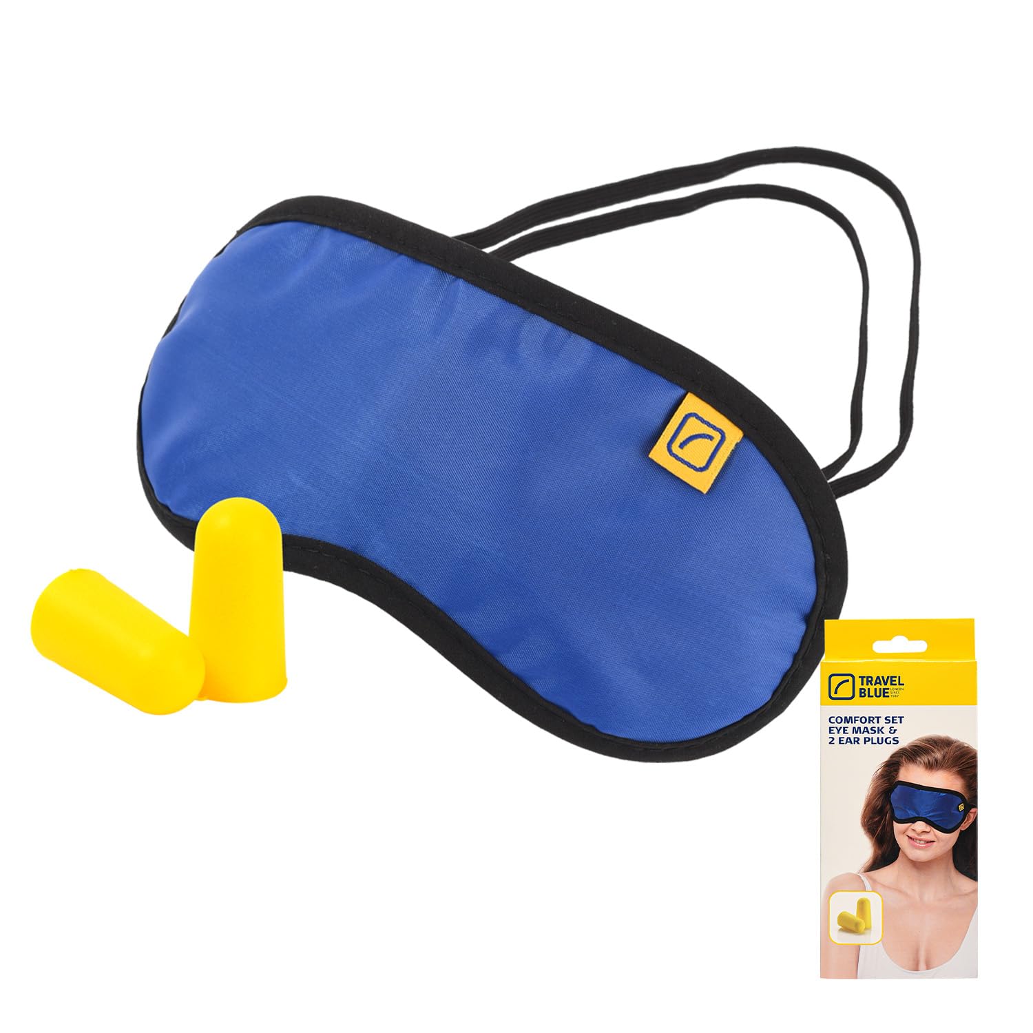 Travel Blue Sleep Mask Set - Eye Mask for Sleeping with Reusable Ear Plugs, Comfortable Travel Companion, Blocks Light and Noise, Eco-Friendly Material, Ideal for Relaxing Journeys