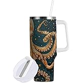 FENOCHE Octopus Starry Sky 40 oz Tumbler Insulated Cups Stainless Steel Water Bottle with Handle Lid and Straw Tumblers for Car Cup Holder