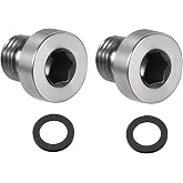 uxcell Stainless Steel Inner Hex Head M8x1 Pipe Fitting Plug with Seal Ring for Terminate Pipe Ends 2Pcs