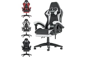 Bigzzia Gaming Chair with Footrest High Back Ergonomic Comfortable Office Computer Video Gamer Chair with Lumbar Support Heig