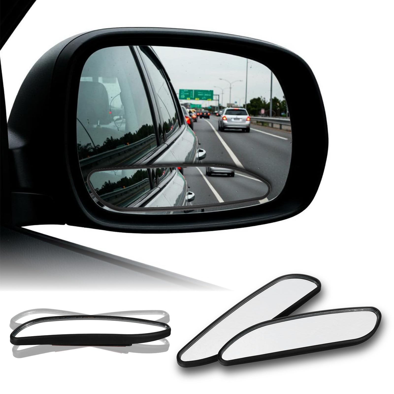 Photo 1 of 2 Pack Blind Spot Car Mirror, 5.5" Wide Adjustable up/down Tilt Angle Convex Rear View Blindspot Mirror with Adhesive, Stick-on Design Glass Side Mirrors Accessories for Cars, SUV, Trucks
